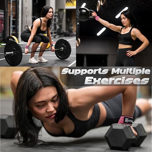 Lifting Wrist Straps for Weightlifting, Weight Lifting Straps Gym Strength Training, Neoprene Padded Wrist Support, Deadlift Straps for Men & Women, 22.5 Inch Cotton - color: Pink