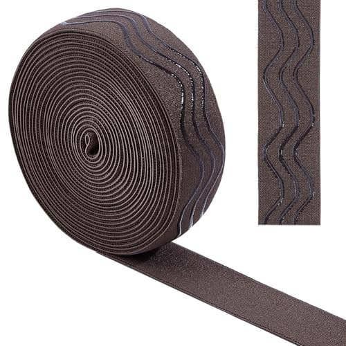 GORGECRAFT 5 Yards 30mm Wide Non-Slip Elastic Ribbon Wave Silicone Elastic Gripper Band Stretch Rubbers Elastic Belt for DIY Garment Sewing Crafts Sports Shorts Accessories, Coconut Brown - color: Coconut Brown