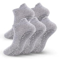 5 Pairs Pilates Socks with Grips for Women Non Slip Grip Yoga Crew Socks for Barre Hospital Barefoot - color: A - 5 Pairs Gray