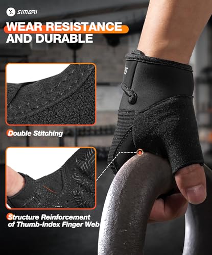 SIMARI Breathable Workout Gloves with Cushion Pad/Grip/Reduce Calluses, Weight Lifting Gloves for Gym Exercise, Cycling, Weightlifting Training, Fitness, Pilates, Kayaking, Gift for Men & Women - color: 1-Black, size: Medium
