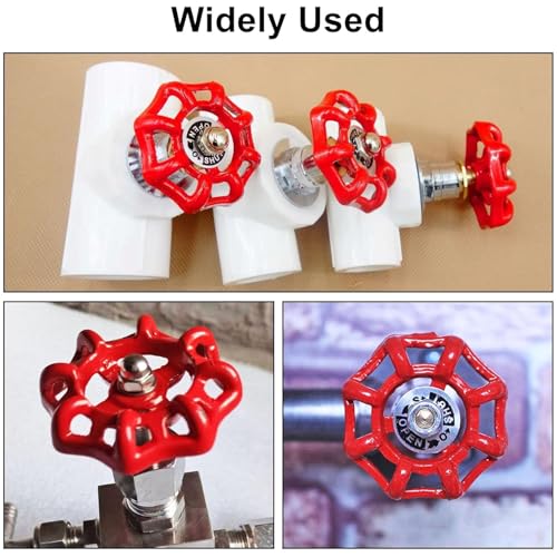2 Pack Outdoor Faucet Handle, 9mm x 9mm (0.35" x 0.35") Square Stem Hole Faucet Handle Replacement, Cast Iron Round Wheel Water Spigot Handles Replacement with Screws Spacer (Red) - color: Red, size: 9mm x 9mm (2pcs)