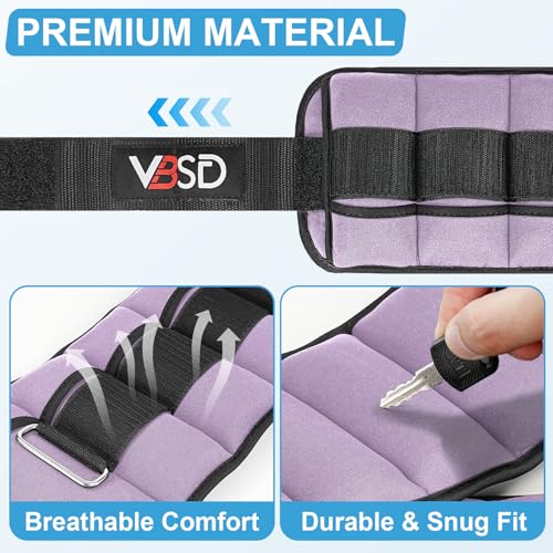 VBSD Adjustable Ankle Weights for Men Women, 2 4 6 8 10 lbs 1 Pair Leg Weight Straps, Weighted Ankle Weight Set with Removable Sandbags for Walking Running Yoga Physical Therapy Gym Home Workout - color: Lavender, size: 2LBx2