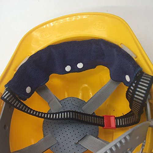 Navy Blue Sweatband for Hardhat Washable Velvet Terry Cotton Hard Hat Liner NAEE snap on (6pcs) - color: Navy Blue