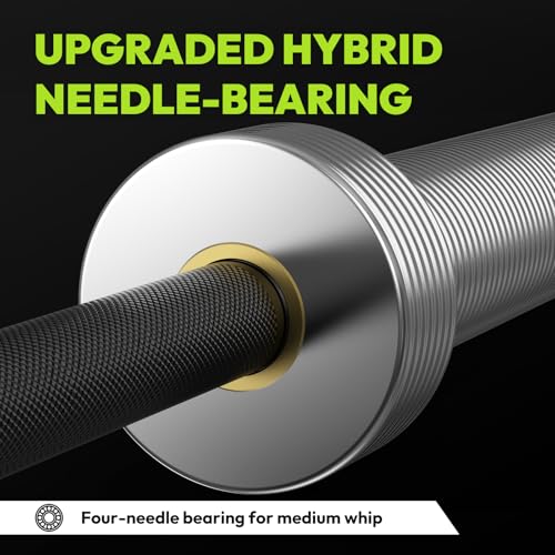 HANDBODE Olympic Barbell 6.5 ft/7 ft, 2 Inch Straight Womens Bars, 35 lb/45 lb Weight Bar, 1000 lb High-Capacity, for Weightlifting, Bench Press, Deadlift, Squat, Home Gym Strength Training - color: 6.5 ft Barbell 35 lb, 1000 lb, Black & Matte Silver