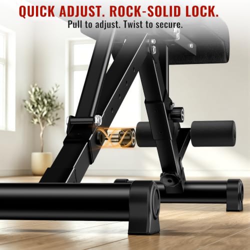 HEROGIFT Adjustable Weight Bench, 144 Configurations with 3-Position Headrest, Foldable Workout Bench with Extended Backrest, 600 LB Capacity for Home Gym Full Body Strength Training