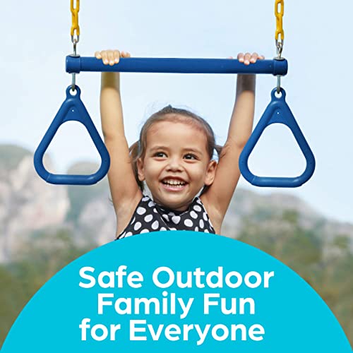 Jungle Gym Kingdom Swing Sets for Backyard, Monkey Bars & Swingset Accessories - Set Includes 18" Trapeze Swing Bar & 48" Heavy Duty Chain with Locking Carabiners - Outdoor Play Equipment (Blue) - color: Blue
