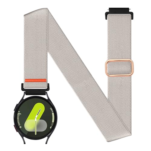 20mm Nylon Sport Ankle/Arm Band Compatibel with Galaxy Watch 7/6/5/4/FE 44mm 40mm/Watch 5 Pro/ 6 Classic 47mm 43mm/ 4 Classic Strap,Elastic Oberarmband Bicep Band for Women Men - color: starlight silver