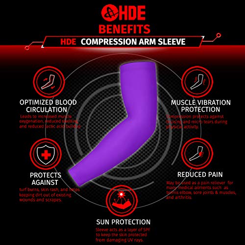 HDE Arm Compression Sleeves for Kids Basketball Shooting Sleeve Youth Sports Cooling Sun Protection Football Baseball 1 Pair - color: Purple, size: Youth Medium