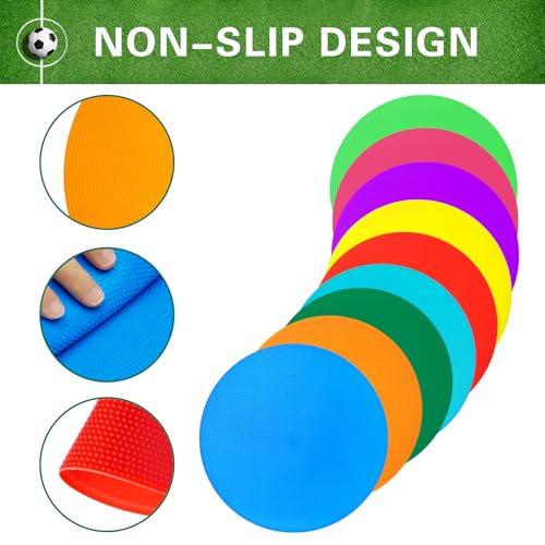 Poly Spot Markers 4 inch/9 inch Non-Slip Rubber Agility Training Markers Floor Dots Flat Field Cones for Football, Soccer, Basketball, School Exercise Drills, Dance Practice - color: 6 Colors, size: 9 inch