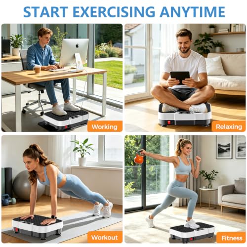 Vibration Plate Exercise Machine Vibration Plate for Lymphatic Drainage Weight Loss,Muscle Activation Fat Burner for Women Men,250 Speeds Shake Plate,Whole Body Exercise Equipment - color: White