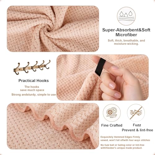 4 Pack Bath Towel Set, Lightweight Waffle Bath Towel Set, Microfiber Super Soft Highly Absorbent, Sturdy Quick Drying Towels for Bathroom, Gym, SPA, Yoga (4 Piece 27" x 55", LightPink) - color: 4lightpink, size: 27 x 55 Inch