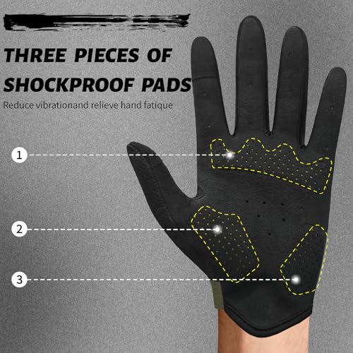 VXW Bike Gloves for Men Women Cycling - with Reflective Strips &Anti-Slip Shock-Absorbing Pad for Bicycle/Mountain Bike/Workout/MTB/Gym - color: Olive Green, size: X-Large