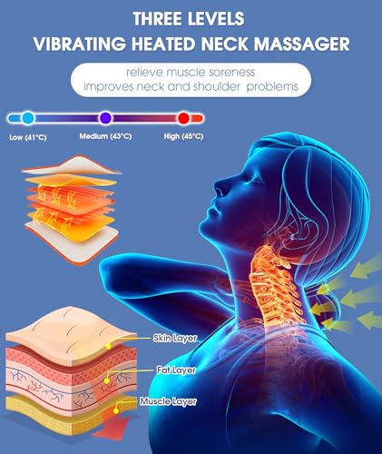 Neck Stretcher Cervical Traction Device,3 Adjustable Modes Neck Traction Device Portable Wireless Heated Neck and Shoulder Relaxer Corrector Pillow for TMJ Pain Relief and Cervical Spine Alignment