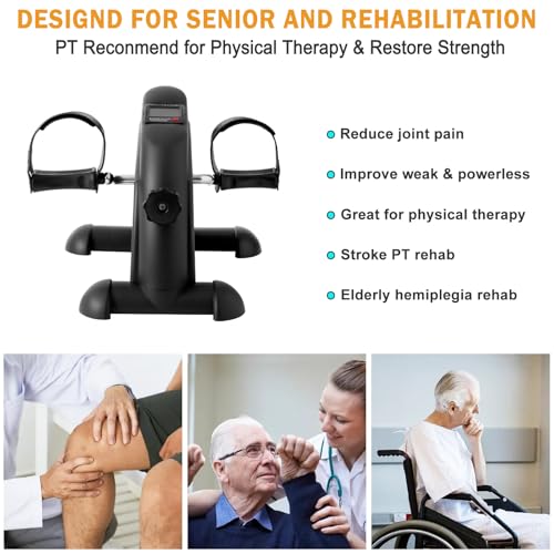 Under Desk Bike Pedal Exerciser, Portable Mini Exercise Bike with LCD Display for Home/Office, Desk Cycle for Leg/Arm with Handle, Leg Exerciser While Sitting for Seniors20260709