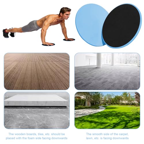 17.5cm/6.89In Round Core Sliders for Working Out,Set of 4 Exercise Core Pilates Sliders,Floor Foot Slider for Exercise 2 Color - color: blue+black
