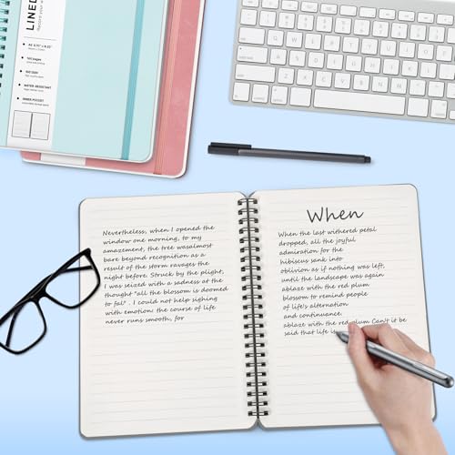 ABERLLS Lined Spiral Journal Notebook with 160 Pages, 8×5.7in, A5 Spiral Notebook, Journaling Notebooks for Work, School, Women, Men, College Ruled Spiral Notebook, Hardcover Leather Journals, Gray - color: Light Gray, size: A5