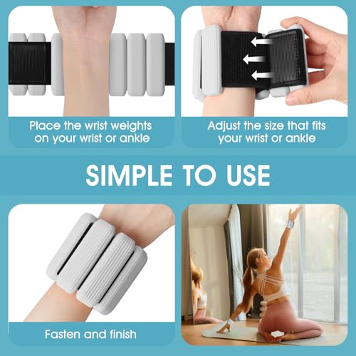 Wrist Weights Set of 2, Wearable Wrist Ankle Weights for Women & Men, Silicone Weighted Bangles Adjustable Arm and Leg Weights for Walking Yoga Pilates Running Dance Gym 2lb - color: Grey