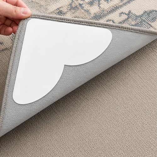 20 PCS Carpet-to-Carpet Rug Corner Grippers, Cloth-Backed Non Slip Pads for Area Rugs Over Carpet, Double-Sided Rug Stoppers Prevent Sliding, Curling & Bunching, Keep Rug Corners Flat (Patented Mesh) - color: Rug on Rug
