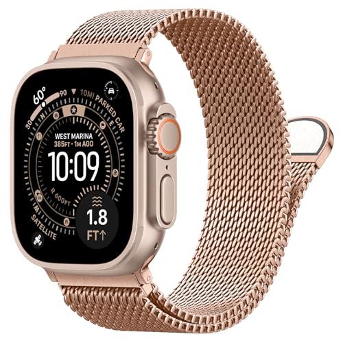 Milanese Loop Compatible with Apple Watch Band 40mm 41mm 42mm 38mm Men Women, Magnetic Buckle Strap Stainless Steel Mesh Metal Bands for iWatch Series 11 10 9 8 7 6 5 4 3 SE3/2/1 - color: 04-Rose Gold, size: 38/40/41/42mm(s10/11)