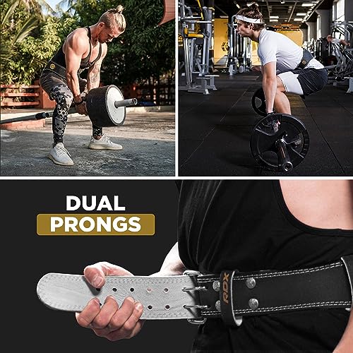 RDX Weight Lifting Belt Gym Fitness, Cowhide Leather, 4” 6” Padded Lumbar Back Support, 10 Adjustable Holes, Weightlifting Powerlifting Bodybuilding Deadlift Squat Workout Strength Training, Men Women - color: Black Gold 4 Inch, size: 2XL Fits 37 to 43 In