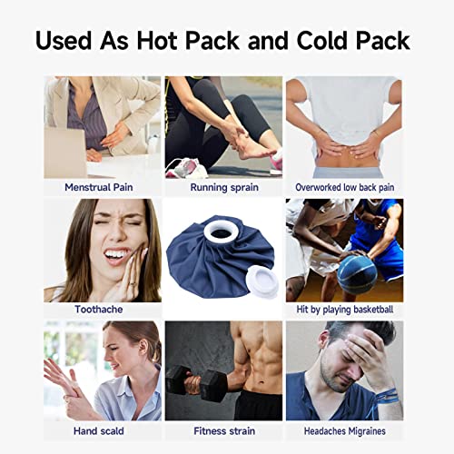BICAREE Ice Pack for Injuries Reusable, Ice Bags Hot Water Bag for Hot & Cold Therapy and Pain Relief with Cover, No-Leak Elastic Breathable Ice Bag, Size 11" - size: 11''