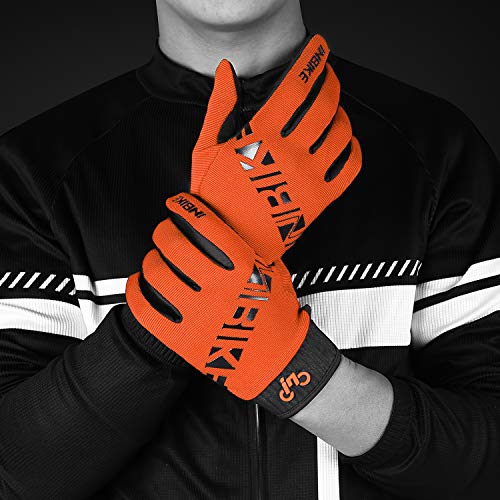 INBIKE Cycling Gloves for Men/Women Bike Gloves with Touchscreen-Padded Anti-Slip Mountain Biking MTB Bicycle Gloves for Cycling/Workout/Gym/Outdoor - color: Orange, size: Large