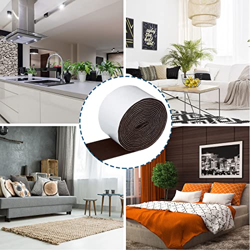 Shappy 2 Packs 120 x 2 x 0.04 Inch Felt Strips with Adhesive Backing Felt Tape Roll Non Slip Self Adhesive Cuttable Furniture Pads for Protecting Hardwood Floors, Chairs, Wall(Dark Brown) - size: 120 x 2 x 0.04 Inch