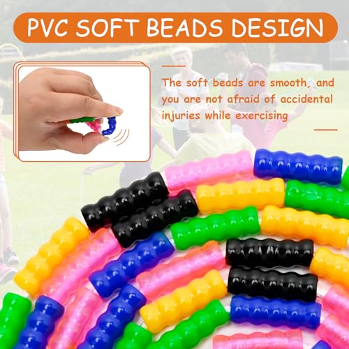 Beaded Jump Rope 1 Pack/2 Pack, ACEONE Segmented Skipping Rope for Kids Adults, Adjustable Tangle-Free Toddler Jumping Rope for Fitness Exercise Training - color: Rainbow Black