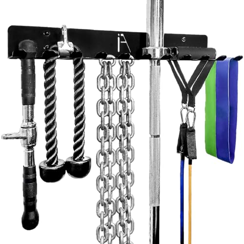 IRON AMERICAN USA Omega Beast Gym Storage Rack 9 OR 11 Hook Heavy-Duty Gym Wall Organizer Gym Caddy Hanger - Gym Accessory Storage - Resistance Bands, Jump Ropes, Barbells, Lifting Belts, Cable Attachments - 2pk - style: OMEGA BEAST RACK (2-PACK)