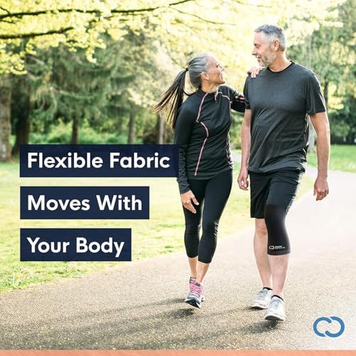 Copper Compression PowerKnit Knee Sleeve- Copper Stabilizer Support Brace for Meniscus Tear, ACL, MCL, Arthritis, Joint Pain Relief, Running, Sports, Hiking- Men & Women- Fits Right/Left - S/M - size: Small/Medium (2 Pack)