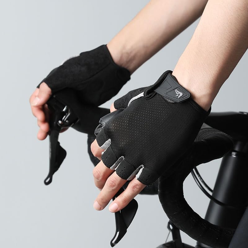 FGSS Workout Gloves for Men Women Exercise Gloves for Weight Lifting Fitness Cycling Gym Training with Grip Cushion Pads - color: Black-M