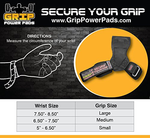 Lifting Grips PRO Weight Gloves Heavy Duty Barbell Gymnastics Straps Alternative to Power Hooks Deadlifts Adjustable Neoprene Padded Wrist Wrap - color: Black Rubber, size: Large 7.50"-8.50" Wrist Size