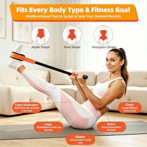 Pedal Resistance Band with Handle, 2026 Upgraded Durable Women Exercise Bands for Core Abs, Full Body Workout Equipment for Home Gym, Pilates, Physical Therapy