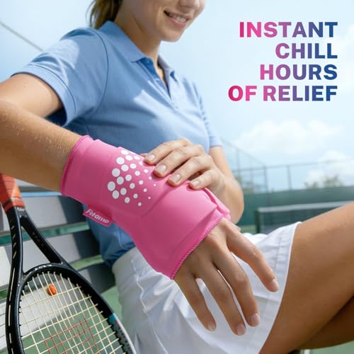 Thumb & Wrist Ice Pack Wrap, Long-Lasting Cold Compression for Recovery | Thickened Gel, Stays Cold Longer, Soft After Freezing, Full Wrap Cooling, Reusable Cold Hot Therapy, FSA Eligible - size: S/M, style: Pink