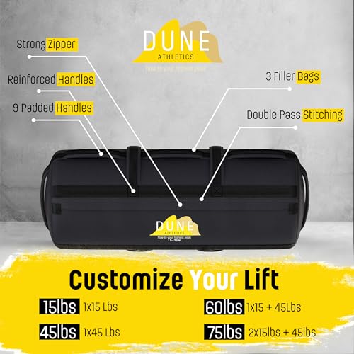Sandbags for Working Out (Unfilled) - Enhance Your Fitness with Our Workout Sandbag, Versatile & Durable Sand Bags for Weight Training 15-75 lbs - Sandbags for Fitness Guide Included - color: Dark Gray