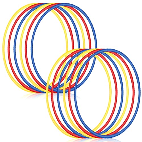 Sratte 12 Pcs Hoop for Detachable Adjustable Hoop Colored Exercise Ring Plastic Circle for Gymnastics Equipment Require Self Assembly (28 Inch,Red,Blue,Yellow) - color: Red,Blue,Yellow, size: 28 Inch