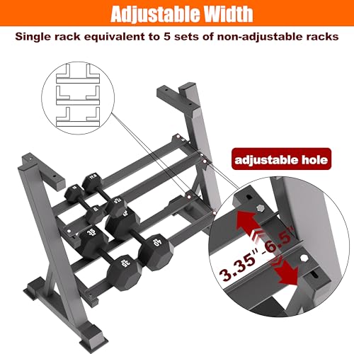 Heavy Duty 3 Tier Dumbbell Rack Stand, 1200LBS Commercial Weight Storage Organizer for Home Gym (Select Frame Type: Kettlebell Flat Tray, All Rails, or Rolling Wheels), Stand Only - color: 3-Tier (Top Tray)- Black