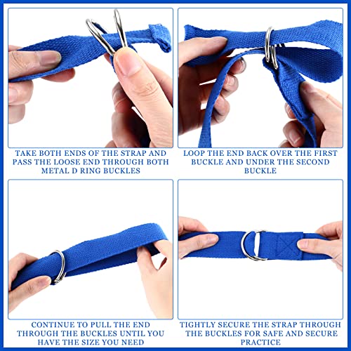 6 Pcs Yoga Strap for Stretching 8 ft Yoga Exercise Adjustable Straps Bands with Safe D Ring Buckle for Pilates, Gym Workouts, Fitness, Physical Exercise, Dance, Improve Flexibility - color: Royal Blue