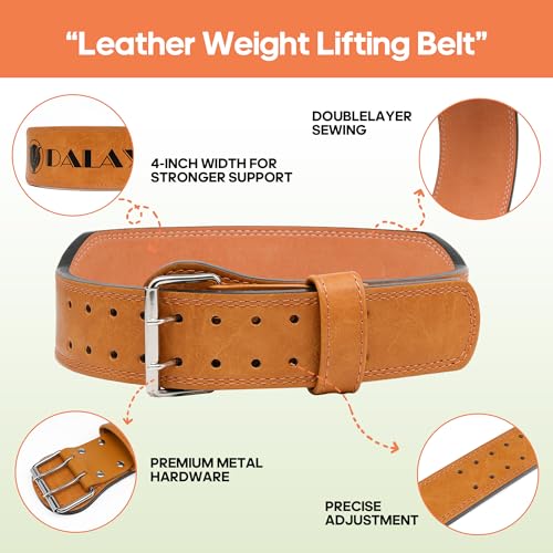 Weight Lifting Belt Gym Fitness, Padded Cowhide Leather Weightlifting Belt, Functional Powerlifting Belt Adjustable Weightlifting Belt - color: Yellow, size: X-Large
