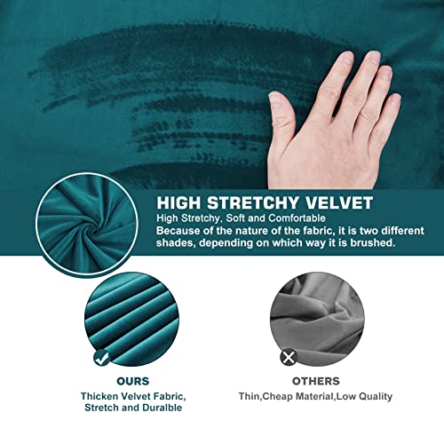NeColorLife Velvet Square Ottoman Cover,Stretchable Footrest Stool Slipcover with Elastic Band for Rectangle and Square Storage Ottoman(Large,Lake Blue) - color: Lake Blue, size: L Length: 35"-45",Width: 31"-43"
