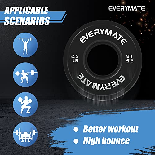 EVERYMATE Change Weight Plates 1.25LB 2.5LB 5LB Set Fractional Olympic Bumper Plates for Cross Training Steel Insert Strength Training - color: 2.5 LBx2, size: Black