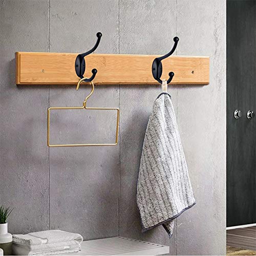 ZEYU Wall Hooks,10Pcs Coat Hooks Hardware Towel Hooks for Hanging Coats Double No Rust Black Robe Hooks Wall Mounted with Screws for Key, Towel, Bags, Cup, Hat - color: 10Pcs Black