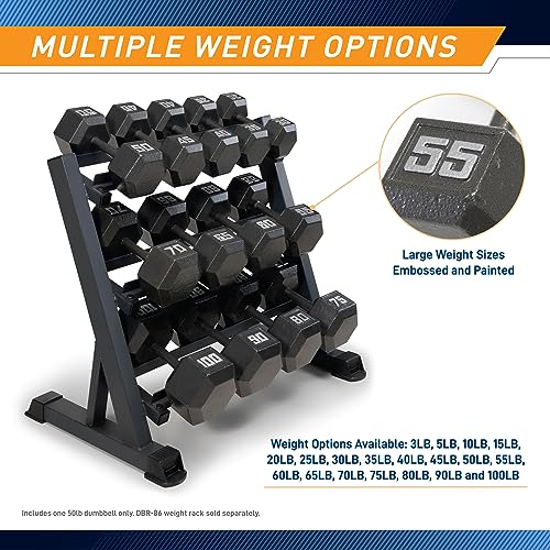 Marcy Cast Iron Hex Dumbbells Collection - Available size from 3-lb to 100-lb, SOLD INDIVIDUALLY - style: 50lbs