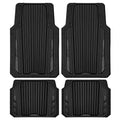 CAR PASS Heavy Duty Sporty Rubber Car Mats, Deep Dish All Weather Car Floor Mats Full Set, Waterproof Anti-Slip Automotive Matts Rugs Trim to Fit for Most Sedans SUVs Vans, All Black - color: black