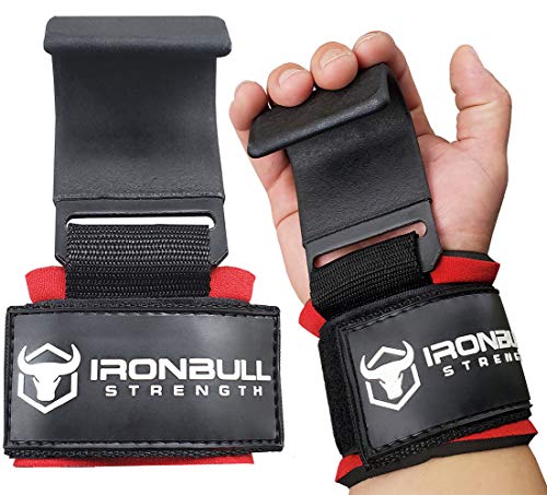 Iron Bull Strength Weight Lifting Steel Hooks (Pair) – Heavy Duty Lifting Wrist Straps - Deadlift Straps for Powerlifting- Thick Padded Workout Hook – Weightlifting Gloves for Heavy Lifting