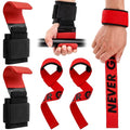 Weight Lifting Hooks & Wrist Straps Set Adjustable Wrist Wraps 2 in 1 Lifting Hooks with Anti-Slip Grip for Weightlifting, Deadlifts, Powerlifting, Gym Straps for Men and Women - color: Red