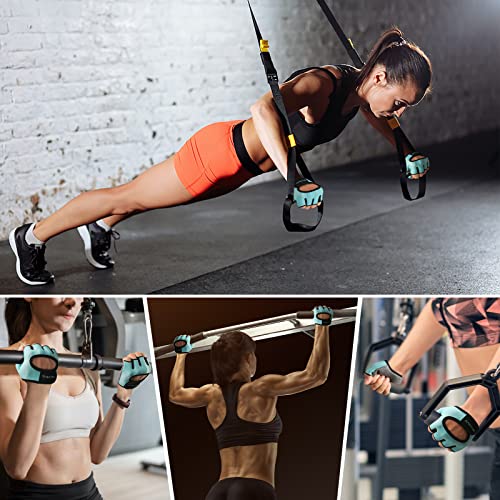 Short Workout Gloves for Women Men, Weight Lifting Gloves Full Palm Pads | Minimal Gym Gloves for Weightlifting, Exercise, Fitness, Training, Extra Grip, Fingerless Work Out Gloves Womens, Breathable - color: Aqua, size: Small