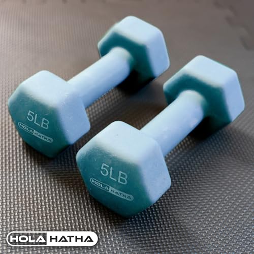 HolaHatha 1, 2 and 3 lb Neoprene Dumbbell Strength Training Weight Set with Rack - color: Blue/Red, size: 146 LB