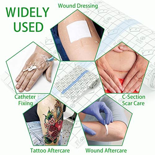 Tattoo Aftercare Bandage Roll 10" x 2 Yard - Waterproof Transparent Film for Tattoo Initial Healing and Skin Repair Adhesive Supply Wrap - size: 10 x 72 Inch