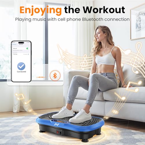 AXV Vibration Plate Fitness Platform Exercise Machine Vibrating Shaking Full Body Shaker Workout Vibrate Stand Shake Board Sport for Weight Loss Fat Burner for Gym Home Office - color: BT.PRO.BLUE